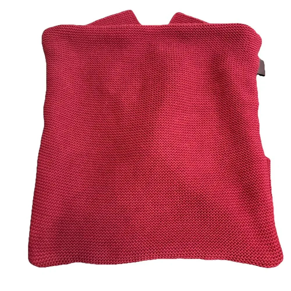 UGG Australia Oversized Knit Pillow 20x20‎ Red Bow Zipper Closure Heavy Holiday